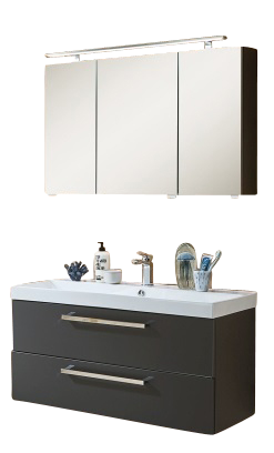 Puris Protection1 - Badmöbelset 100 cm / mit Spiegelschrank - Serie B
