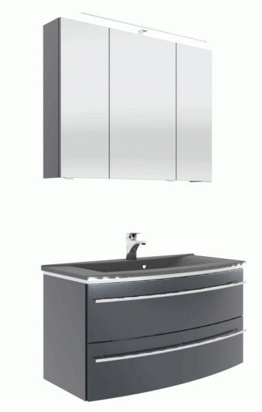 Marlin 3040city Badmöbel Set mit Mineralmarmorwaschtisch - 90 cm