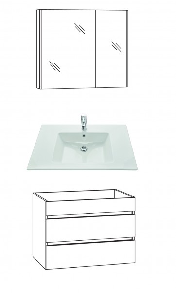 Marlin Bad 3290 Badmöbel Set 80 cm breit, mit Spiegelschrank - Variante 4