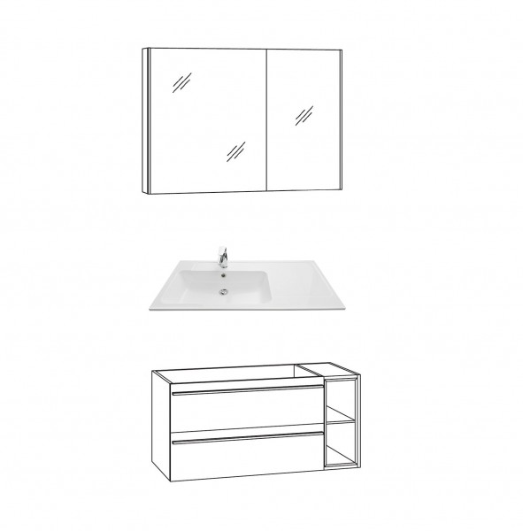 Marlin Bad 3250 Badmöbel Set 100 cm breit, mit Regal / Auszügen - Set 1