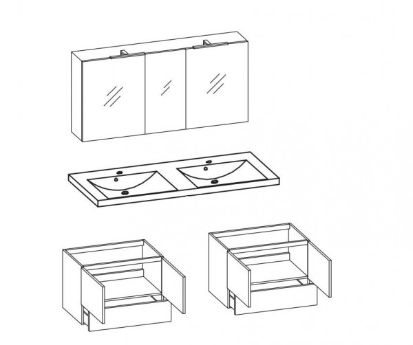 Pelipal Quickset 943 - Badmöbelset 145 cm / Doppelwaschtisch