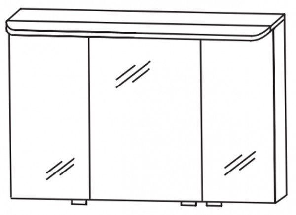 Puris Veluna Spiegelschrank mit 3 Doppelspiegeltüren - 100 cm