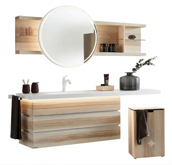 Thielemeyer Fresh Massivholz Badmöbelset 800011/801011 - Vorschlag 14 - 177 cm