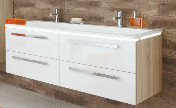 Puris Star Line Doppelwaschtisch mit Unterschrank 140,6 cm breit – Mineralguss