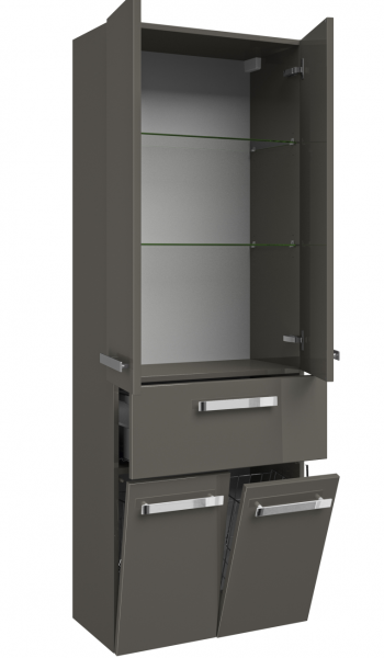 Pelipal 4005 Bad-Hochschrank 60 cm breit - 2 Türen, 1 Auszug, 2 Wäschkippen