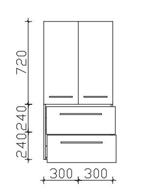 Pelipal Neutrales Bad-Midischrank - 2 Drehtüren, 2 Auszüge - 60 cm