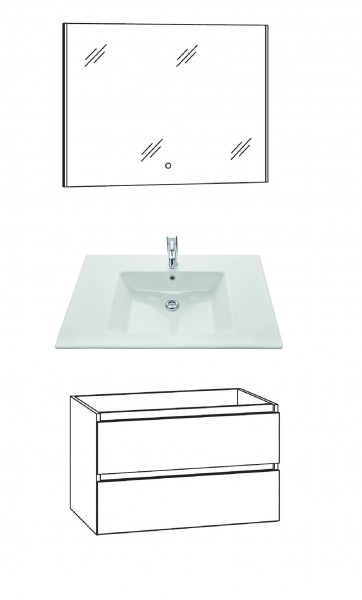 Marlin Bad 3290 Badmöbel Set 80 cm breit, mit Spiegel - Variante 3