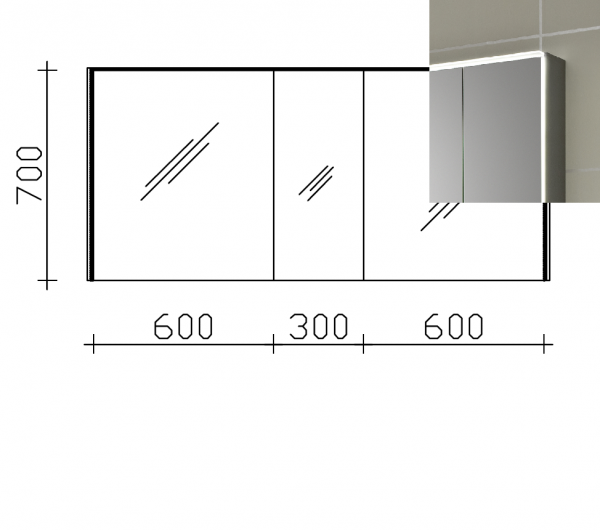 Pelipal 6010 Spiegelschrank 154 cm breit 6010-SPSB 06