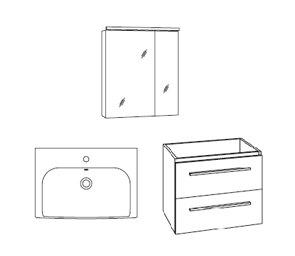 Marlin Bad 3060 Badmöbel Set 65 cm breit - Set 1.5-L