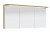 Spiegelschrank 140 cm S2A431416 - für Einzelwaschtisch-Lösung, 3 Doppelspiegeltüren, 2 Mittelwände, 6 Glasfachböden, 1 Schalter-Steckdosen-Element, 1 Gesimsboden mit LED Beleuchtung, 2 x 5,6 Watt / Converter 30 Watt, für Einzelwaschtisch Lösung, Energieef