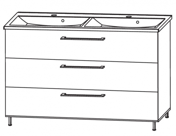 Puris Quada Waschtisch mit Unterschrank 120 cm breit SETQU2D1/2 mit Doppelwaschtisch