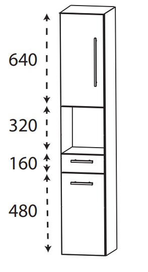 Puris Protection1 - Hochschrank HNA023001 L/R / 30 oder 40 cm