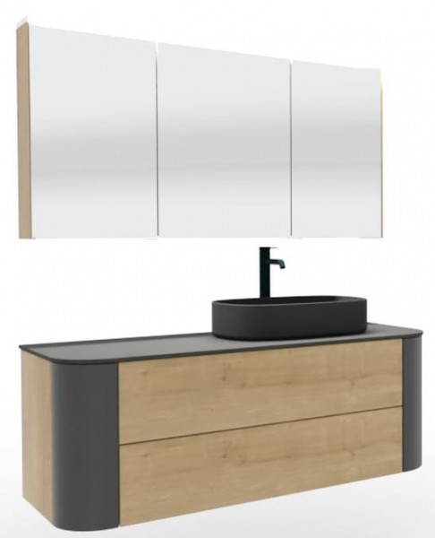 Puris Veluna Badmöbelset mit Keramikaufsatzwaschtisch - 130 cm