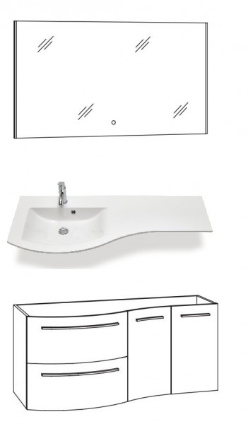 Marlin Bad 3280 Badmöbelset 120 cm / mit Flächenspiegel - Variante 2