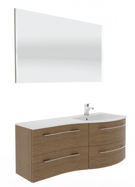 Marlin 3280cara Badmöbelset 120 cm / mit Flächenspiegel - Waschtisch rechts