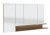 SET532RRU Spiegelschrank, 4 Doppelspiegeltüren, 8 Glasböden, 3 Mittelwände, Schalter und Steckdose, Regal überstehend und rechts seitlich geöffnet, hohe Spiegeltüre links, Regal farblich absetzbar - Maße: 15x135x80 cm